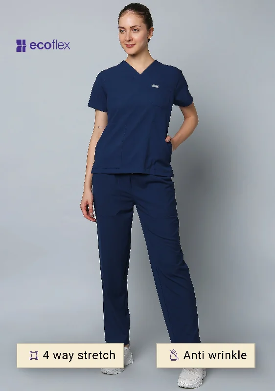 Women's V-Neck (Navy Blue) Scrub