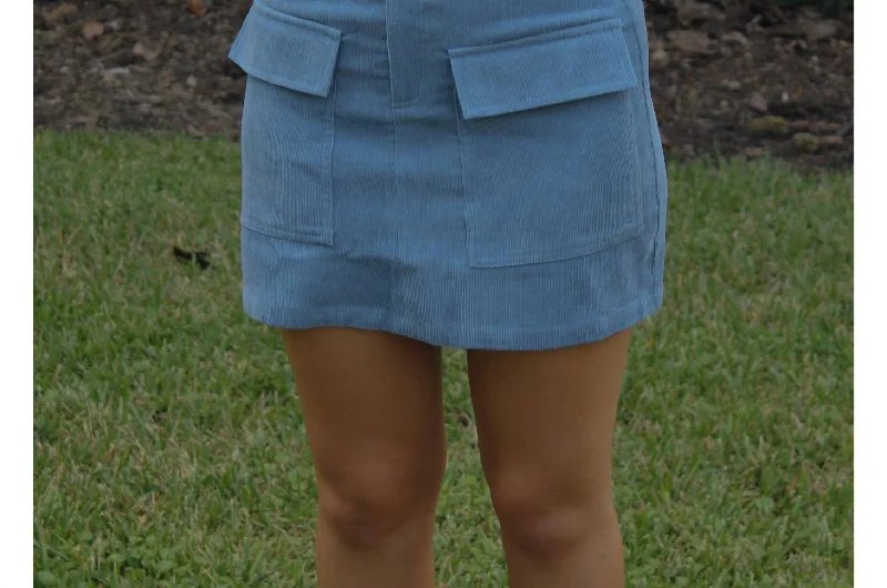 Corduroy Skirt In Blue