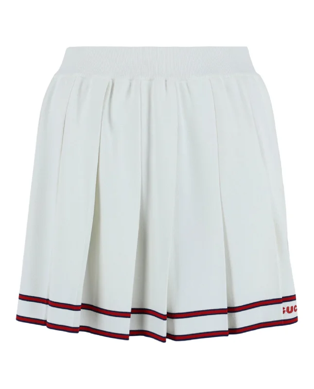 Pleated Striped Mini Skirt