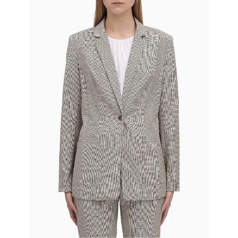 Calvin Klein Women's Birdseye 1-Button Notch Lapel Jacket Size 16 - Beige